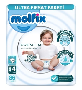 Premium Bebek Bezi Ultra Fırsat Paketi 4 Beden 7-14 Kg 86 Adet