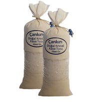 Çankırı Kristal Kaya Tuzu 2 Adet ( Iri Tane Beyaz ) Bez Torbada 2 Kg. Original Çankırı Tuz Iri Beyaz