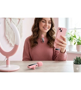 Mivessa Kablosuz Pembe Yaka Mikrofonu 2'li Lightning Uyumlu Telefon Canlı Yayın Röportaj Kayıt
