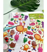 Kabartmalı Sevimli Hayvanlar Sticker-Çıkartma -Defter Süsleme (Çok Renkli)