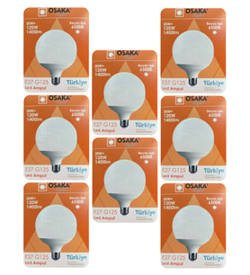 (8 Adet) 20W (120W) 6500K (Beyaz Işık) E27 Duylu (Kalın Duy) Glop Led Ampul