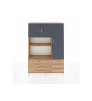 Arges Dolap 7 Raflı 5 Çekmeceli 3 Kapaklı 132x30x195 Çam-Antrasit/Çam