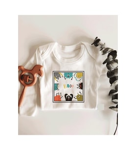 Boo Halloween Desenli Organik Bebek Uzun Kol Body