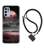 Oppo Reno 6 Kılıf Resimli Boyun Askılı İpli Desenli Silikon Series Red World 1836