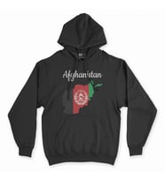 Afganistan Haritalı ve Bayraklı Siyah Kapşonlu Sweatshirt Hoddie