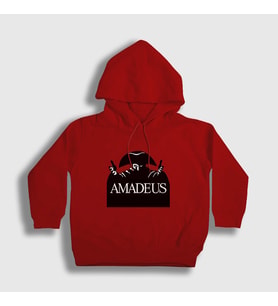 Presmono Unisex Çocuk Kırmızı Poster Amadeus Mozart Kapüşonlu Sweatshirt 477111tt (Kırmızı)