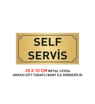 SELF SERVİS YAZILI 20 X 10 CM GOLD METAL LEVHA