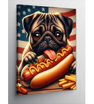 Kanvas Tablo Hotdog Yiyen Köpek