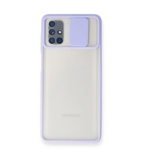 Samsung Galaxy M51 Kılıf Palm Buzlu Kamera Sürgülü Silikon - Lila