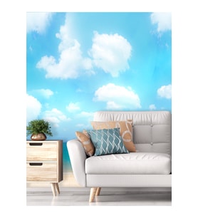 Dreamwall Deniz Ve Bulutlar Desenli Isı Ve Ses Yalıtımlı Sağlıklı Tekstil Duvar Kağıdı (Mavi)