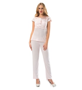 Sistina1607  Penye Pijama Takım (Pudra)