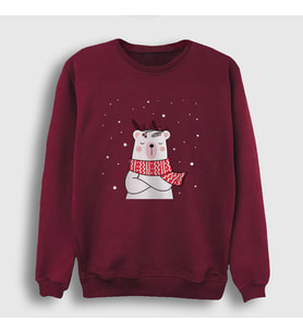Presmono Unisex Bordo Polar Bear Kutup Ayısı Yılbaşı Sweatshirt 270747tt (Bordo)