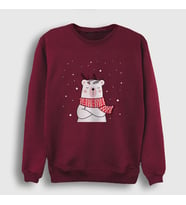 Presmono Unisex Bordo Polar Bear Kutup Ayısı Yılbaşı Sweatshirt 270747tt (Bordo)