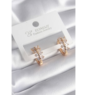 Pirinç Gold Renk Zirkon Taşlı Kadın Küpe 5886 - HPSBYI7064-6750