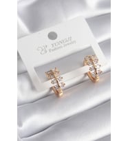 Pirinç Gold Renk Zirkon Taşlı Kadın Küpe 5886 - HPSBYI7064-6750