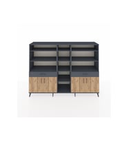 Hyperion Dolap 12 Raflı 2 Çekmeceli 4 Kapaklı 220x44x163 Antrasit-Çam/Antrasit