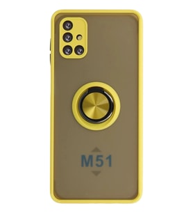 Durukar® Samsung Galaxy M51 Kılıf Montreal Yüzüklü Silikon Kapak - Sarı