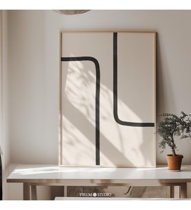 Nötr Minimalist Çizgiler Duvar Sanatı, Soyut Çizgi Sanatı