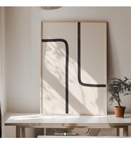 Nötr Minimalist Çizgiler Duvar Sanatı, Soyut Çizgi Sanatı