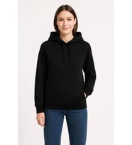 Üç İplik Kapüşonlu Kanguru Çepli SweatShirt Hoodie - Siyah