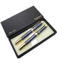Signator® ST206 Sanatsal Kabartma Desenli Heybetli Kalem Seti - Dolma Kalem + Roller Kalem  İsme Özel Kalem (Karışık)