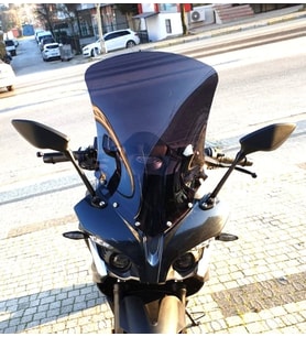 MOTOCAM Bajaj Pulsar RS 200 Ön Cam 2015-2026 Model 56cm Siyah Renkli 4mm UZUN CAM