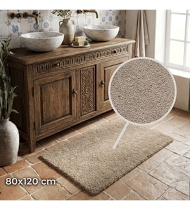 Queen 80x120 cm Bej Paspas  Kaymaz, Ultra Yumuşak ve Hızlı Emici  Banyo, Mutfak, Antre için Çok Amaçlı Kullanım