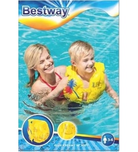 Bestway Tropikal Desenli Yüzme Deniz Can Yeleği 3-6 Yaş 41X30 cm / 16"X12" (Sarı)
