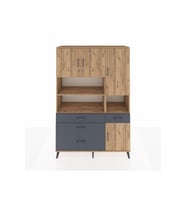 Hyperion Dolap 9 Raflı 4 Çekmeceli 4 Kapaklı 132x44x195 Çam-Çam/Antrasit