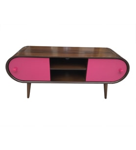 Tv Sehpası 13925 ST BOMBELİ Model Kayın RETRO Ayak Parlak Ceviz-Pembe120 El Yapım