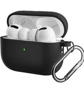 For AirPods Pro 2 ile uyumlu Kılıf Silikon Tam Koruma Kancalı Anahtarlık Comely For Apple Airpods Pro 2 ile Uyumlu Silikon Kılıf Siyah