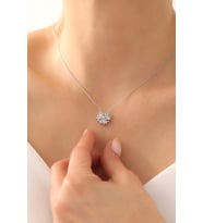 925 Ayar Gümüş Kelebek Lotus Çiçeği Kolye - 925 Ayar Gümüş Kolye