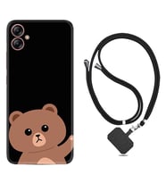 Samsung Galaxy A04E Kılıf Resimli Boyun Askılı İpli Desenli Silikon Series Hello Bear 1905