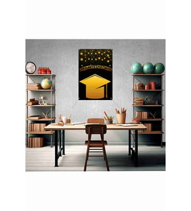 Mezuniyet Hatırası Gold Cap Temalı Fotoğraf Panosu Branda 100x150