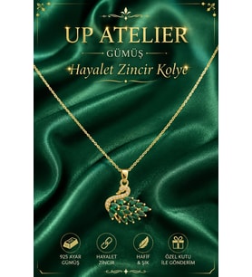 925 Ayar Gümüş İthal Zincirli Yeşil Zirkon Taşlı Kuğu Model Kolye 40-45cm Ayarlanabilir