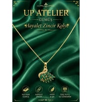 925 Ayar Gümüş İthal Zincirli Yeşil Zirkon Taşlı Kuğu Model Kolye 40-45cm Ayarlanabilir