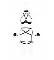 pilelistore Siyah Harness Takım Deri Jartiyerli Boyunluk Detaylı - Brf1189 (Taba)