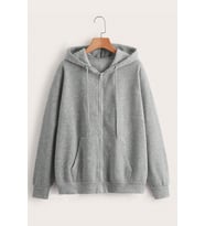 Fermuar Kapüşonlu Sweatshirt (Gri)
