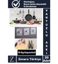 Premium Suya Neme Ekstra Dayanıklı Montajsız Banyo Mutfak Ultra Güçlü Vantuzlu Askı 20 Adet