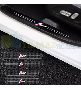 Peugeot 307 Karbon Kapı Eşiği Koruma Araba Etiket Oto Sticker Yapıştırma Çıkartma 4 Parça