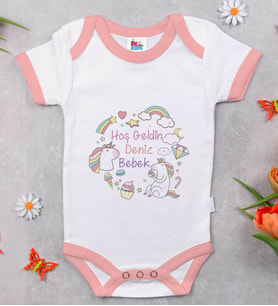 BK Kids İsimli Hoş Geldin Bebek Tasarımlı Pembe Bebek Body Zıbın-3
