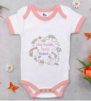 BK Kids İsimli Hoş Geldin Bebek Tasarımlı Pembe Bebek Body Zıbın-3