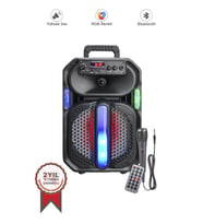 Torima D26 Siyah RGB Işıklı Mikrofonlu Kumandalı USB/TF/FM/MIC/BT Bluetooth Hoparlör