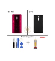 Uyumlu Xiaomi Mi 9T Alev Kırmızısı Arka Pil Kapağı Batarya Kapağı Lazer Kesim + Yapıştırıcı ve Vida Seti