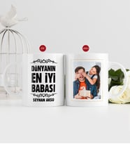 BK Gift Kişiye Özel Babalar Günü Hediyesi Fotoğraflı Kupa Bardak-46 (Beyaz)