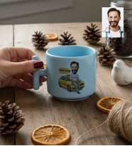 Kişiye Özel Karikatürlü Taksici T Pastel Kupa Doğum Günü Hediyesi