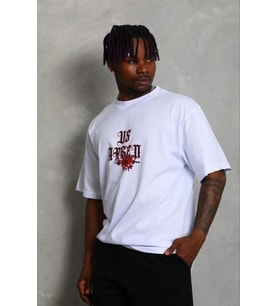 Erkek Baskılı T-Shirt Kısa Kol Bisiklet Yaka Regular Fit Tişört - Beyaz