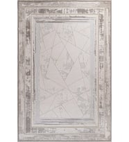 Krem Halı Dijital Baskı Modern Geometrik Motifli Yıkanabilir Kaymaz Tabanlı Salon ve Koridor Halısı