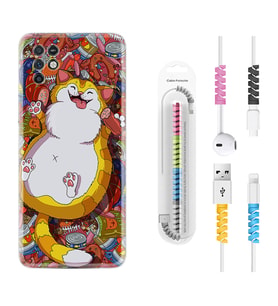 INFINIX Note 11 Pro Note 10 Hot 9 Play Kılıf Kablo Koruma Spiral Silikon Tombul Kedi 1739