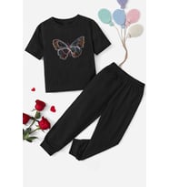 Çocuk Butterfly  Alt - Üst Eşofman Takımı (Siyah)